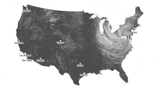 Hurricane Sandy auf Wind Map